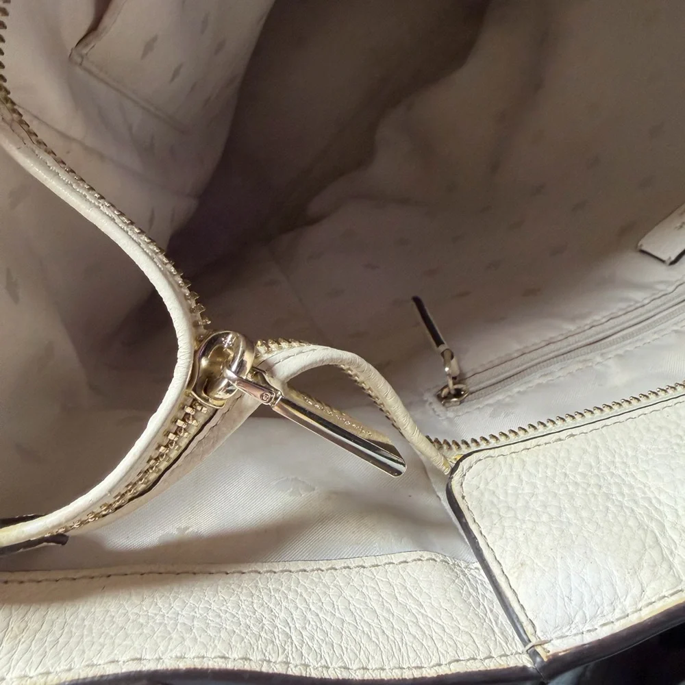 kate spade Beige Leather Tote with Gold Accent